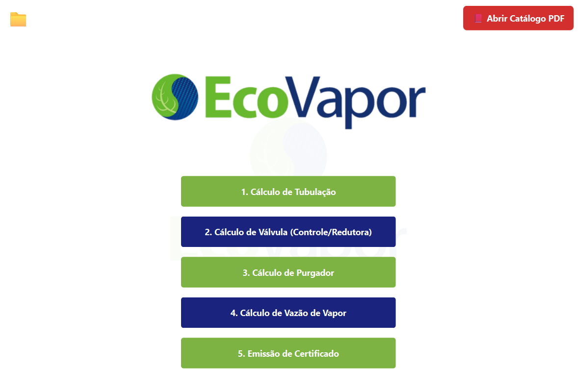 Menu do EcoVapor